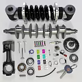 Various Automotive Engine Parts Including Crankshaft Piston Bearings And Gears