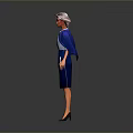Female Game Movie Character Wearing Blue Coat Skirt White Shirt and Hat with Badminton Shuttlecock