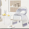 Transparent Acrylic Leisure Chair With Layered Design In Modern Minimalist Living Room