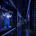 Modern KTV Interior Design With Starry Ceiling Neon Lights And Astronaut Sculpture