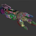 Futuristic Sci-Fi Character With Mechanical Arm Featuring Metal Joints And Colored Lights