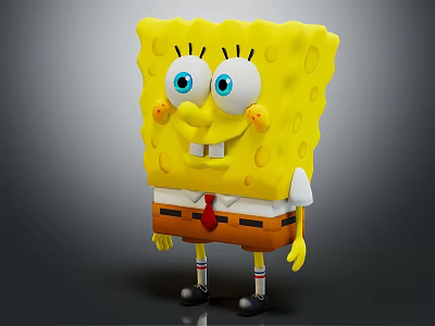 SpongeBob SquarePants Yellow Square Cartoon Character With Big Blue Eyes And Smiling Expression 3d model