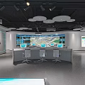 Modern Monitoring Operation Center With Control Desks Multiple Screens And Office Chairs