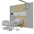 Medical Equipment Featuring Hospital Bed Wall Mounted Control Panel And IV Pole In Clinical Setting