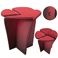 Red Petal Shaped Stool With LV Brand Leather Design And Modern Style