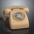 Vintage Beige Rotary Dial Telephone With Curled Cord And Classic Retro Design
