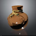 Traditional Terracotta Vase With Brown Ceramic Body Twine Decoration And Handles