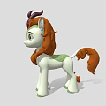 Cute Cartoon Pony Character With White Body Brown Mane And Green Hooves