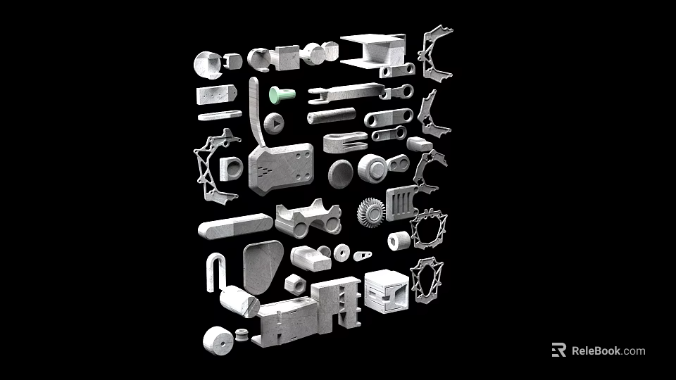 Industrial Equipment Various Metal Mechanical Components And Parts For Manufacturing 3d model 