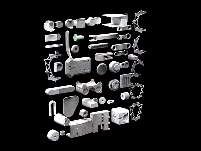 Industrial Equipment Various Metal Mechanical Components And Parts For Manufacturing 3d model