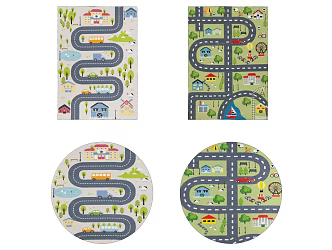 Modern Square Carpet Children's Carpet Combo 3d model