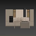Modern Kitchen Cabinets With Marble Countertop Island And Interior Lighting 3d model
