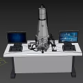 Medical Device With Mechanical Arm Two Monitors On Workbench For Detection And Analysis 3d model