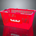 Red Plastic Shopping Basket with White Handles for Daily Household Shopping Use