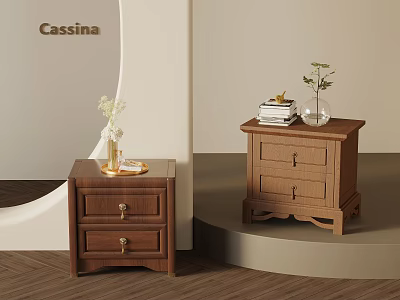 Classic Wooden Entryway Cabinet And Side Cabinet Interior With Vase Books And Plant 3d model