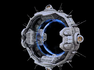 Futuristic Smart Machine With Circular Metallic Frame Blue Glow And Mechanical Components 3d model