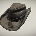 Black Leather Western Style Hat with Braided Band Classic Crown and Curved Brim