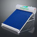 Evergreen Solar Water Heater With Blue Vacuum Tubes White Storage Tank And Stand