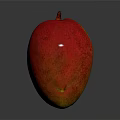 Fresh Ripe Mango with Red and Green Skin on Dark Reflective Background