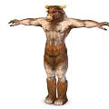 Mythical Horned Humanoid Creature Character With Muscular Body And Extended Arms