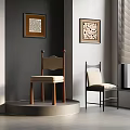 Stylish Chairs In Different Styles On Gray Wall With Framed Art And Window Blinds