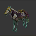 Brown Horse Wearing Medieval Armor And Saddle With Metal Details
