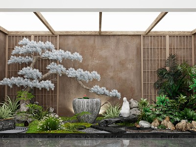 Gardening landscape sketch new Chinese style interior landscape courtyard landscape sketch garden 3d model