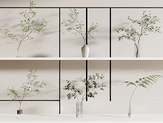 Modern Vase Green Plant 3d model