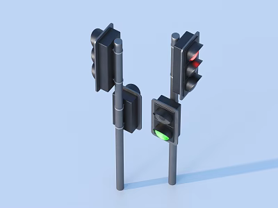 Two Black Traffic Light Toys For Daily Household Use With Red Green Lights 3d model
