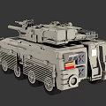 Modern Armored Tank 3D Model With Cannon Turret Tracks And Headlights