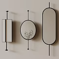 Stylish Round Rectangular Oval Mirrors With Thin Black Frames For Modern Wall Interior Decor 3d model
