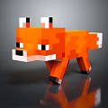 Orange Pixel Art Fox Stuffed Toy With Black Eyes And White Ears Design