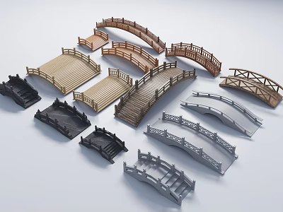 Various Landscape Bridges Model Collection With Different Designs And Materials 3d model