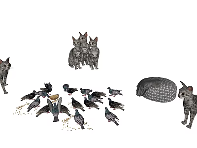 Reptile Habitat With Lizards Birds And Cozy Nest In Natural Environment 3d model