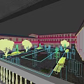 Traditional Courtyard Plaza Surrounded By Multi Story Buildings People Gathering Trees And Sunset Sky