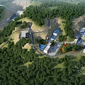 Industrial Plant In Green Natural Surroundings With Hills Lush Trees And Supporting Facilities