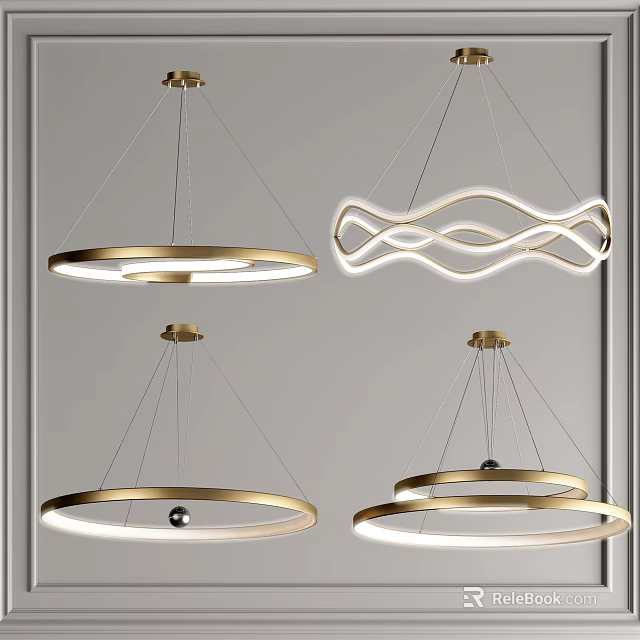 Modern Minimalist Chandeliers With Circular Wavy And Multi Layered Ring Designs 3d model 
