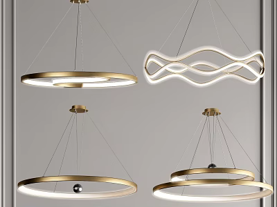 Modern Minimalist Chandeliers With Circular Wavy And Multi Layered Ring Designs 3d model