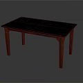 Modern Dark Marble Top Red Wooden Legs Simple Design Dining Table