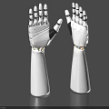 Industrial Robotic Arms Featuring White Cylindrical Body And Black Joint Mechanical Fingers
