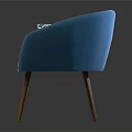 Modern Teal Accent Chair With Geometric Pattern Pillow And Wooden Legs