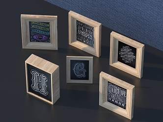 Modern photo frame decorations combination 3d model