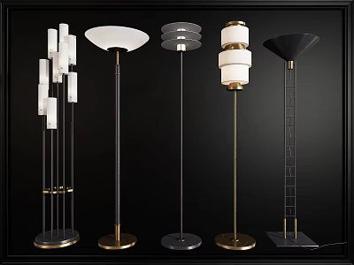 Modern Floor Lamps With Various Designs Stylish Bases And Unique Lamp Shades 3d model