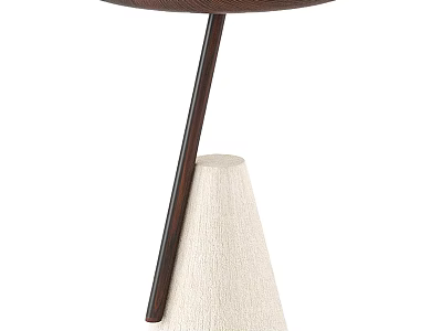 Modern Minimalist Coffee Table With Wooden Round Top And Conical Fabric Base 3d model