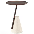 Modern Minimalist Coffee Table With Wooden Round Top And Conical Fabric Base
