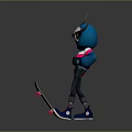 Owl Character Wearing Blue and Red Hoodie Holding Skateboard with Big Eyes on Gray Background
