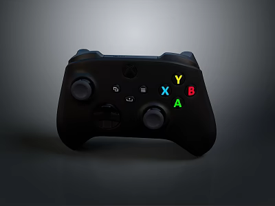 Black Ergonomic Game Controller With Colorful XYAB Buttons And Comfortable Grip 3d model
