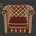 Stylish Red Leather Sofa With Quilted Tufted Back And Rolled Arms Design