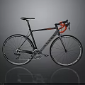 Modern Road Bicycle With Black Frame Red Handlebar And Carbon Fiber Design