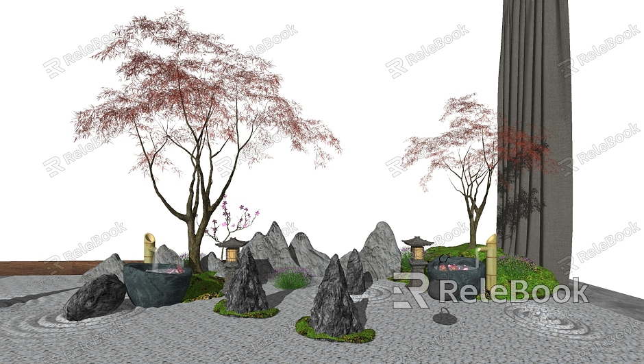 New Chinese style landscape sketch dry landscape sketch model